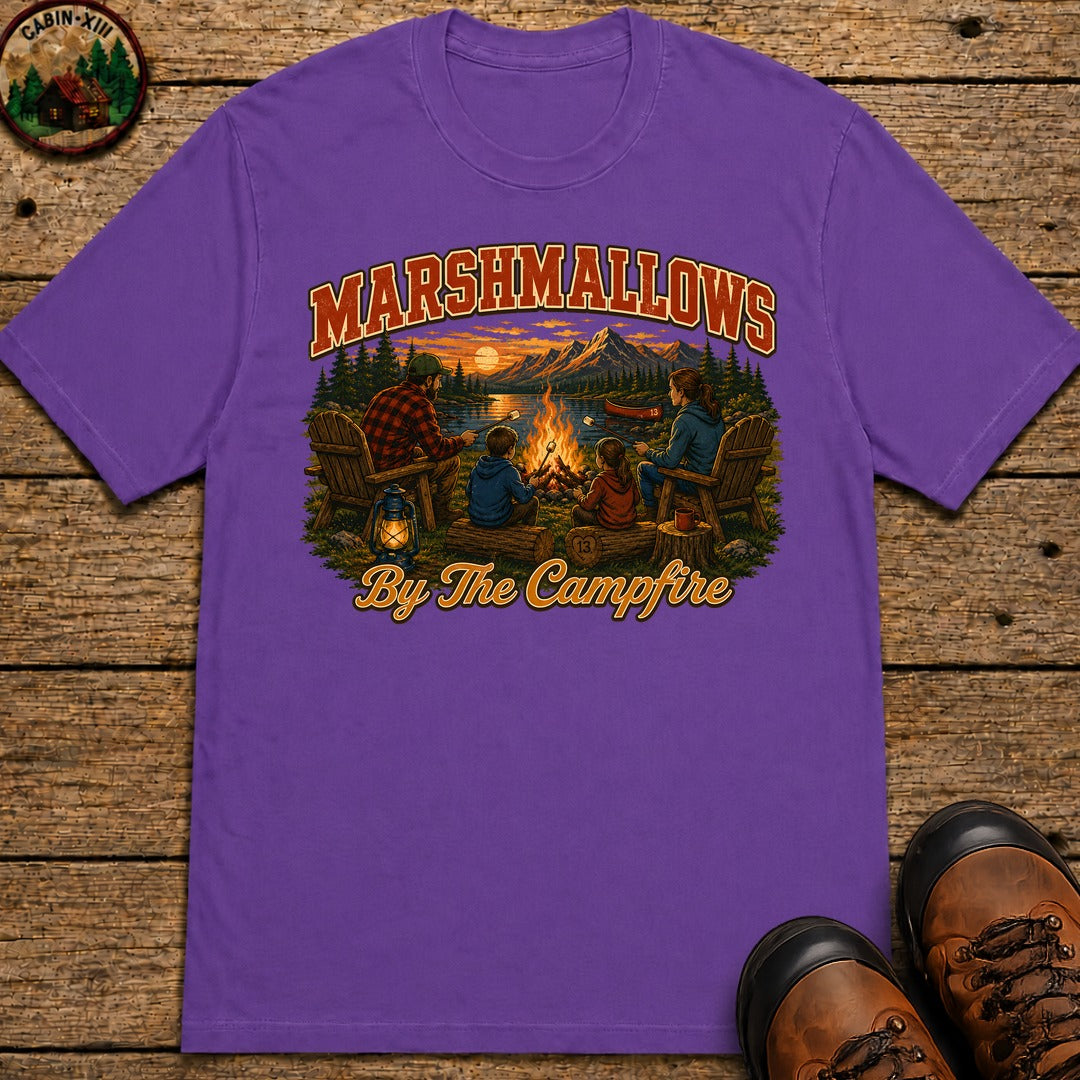 Marshmallows by the Campfire — Vintage Family Camping Tee - Grape