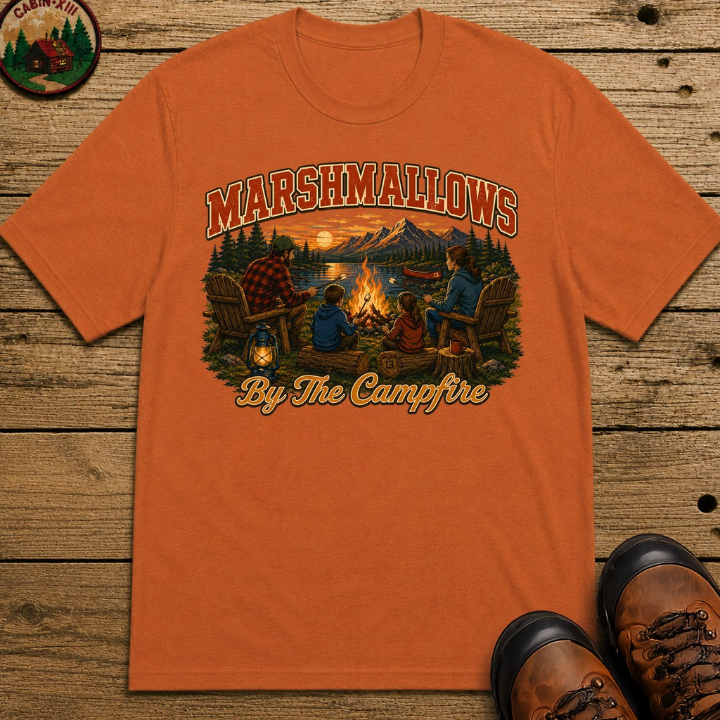 Marshmallows by the Campfire — Vintage Family Camping Tee - Yam