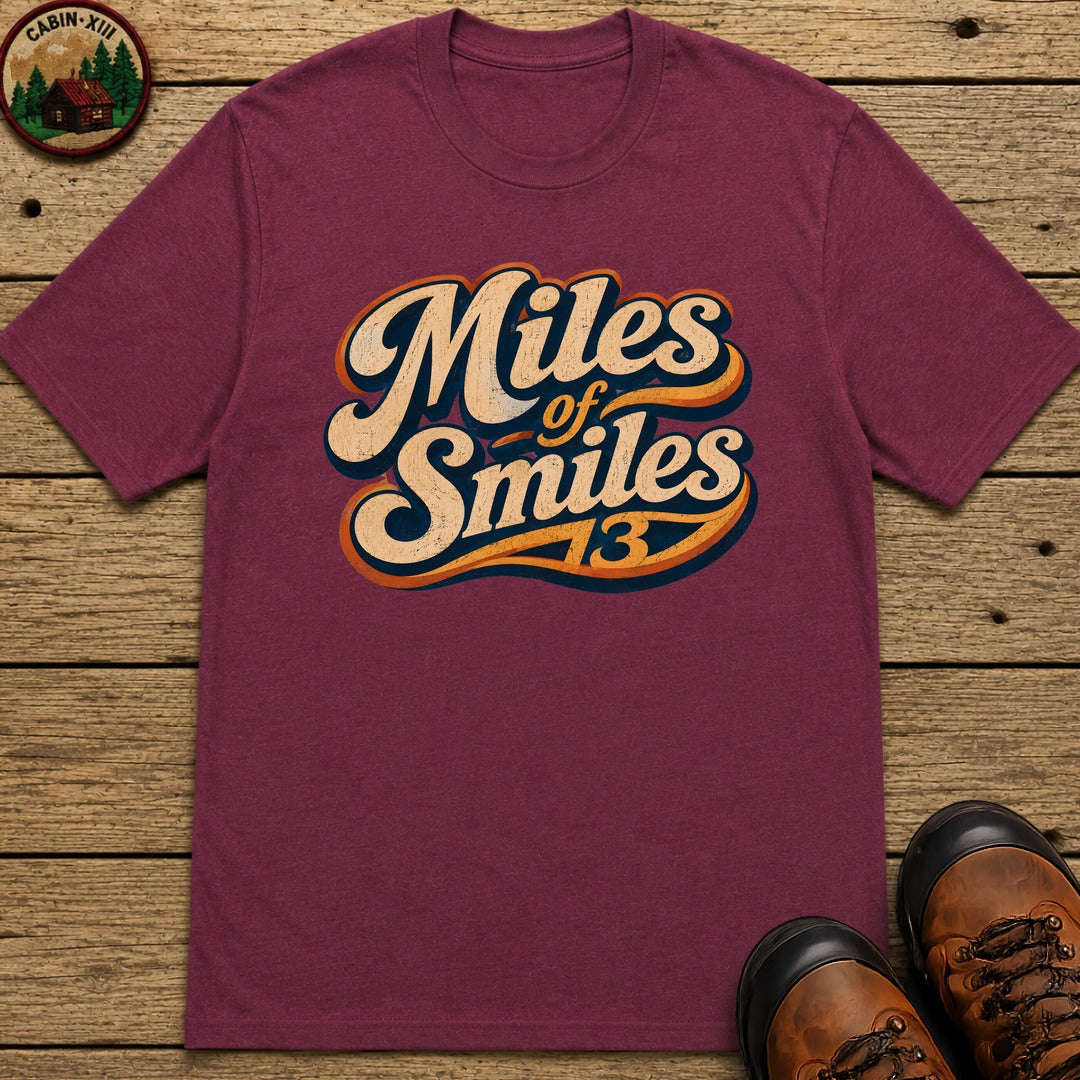 Miles of Smiles — Vintage Road Trip and Hiking Tee - Berry