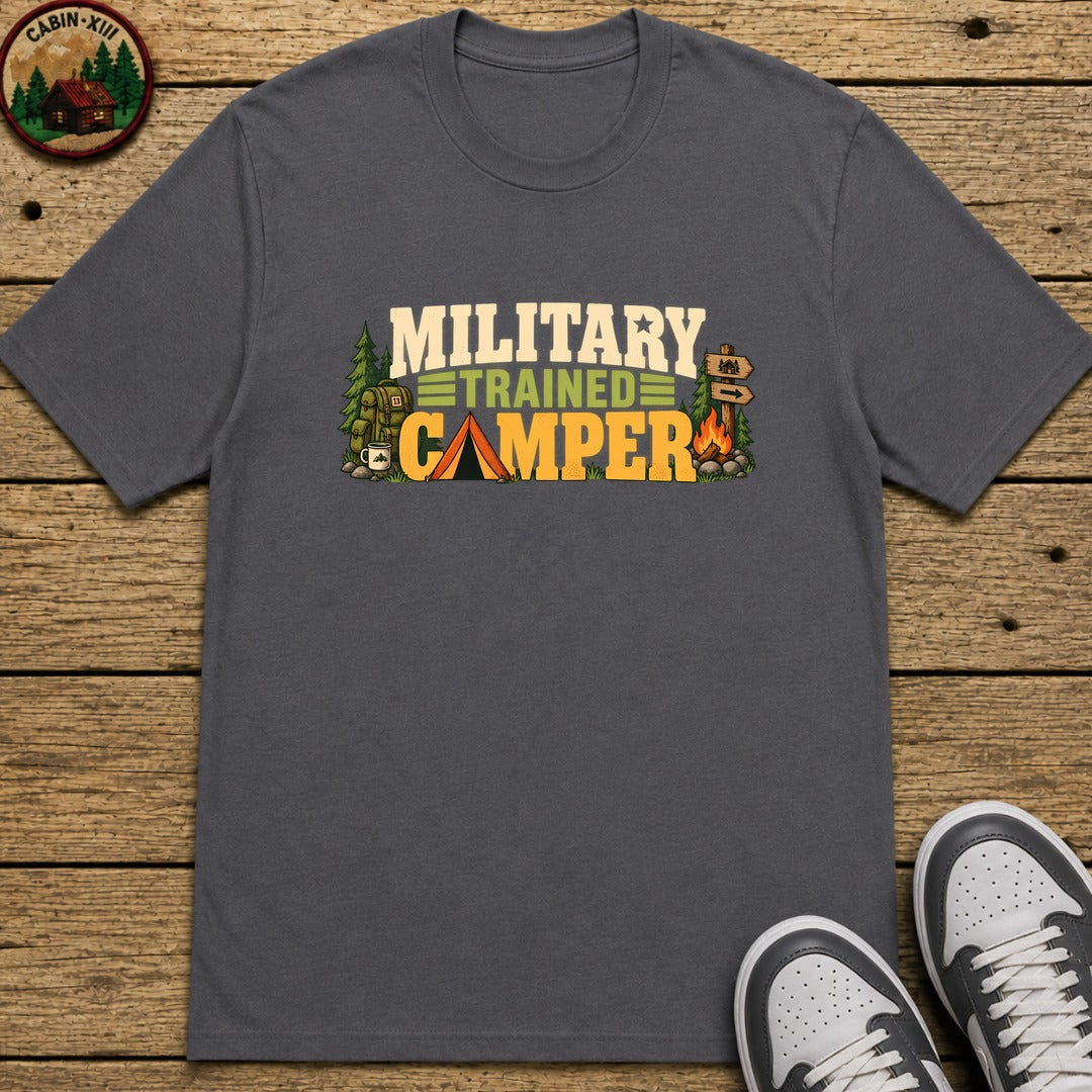 Military Trained Camper Kids T-Shirt - Charcoal