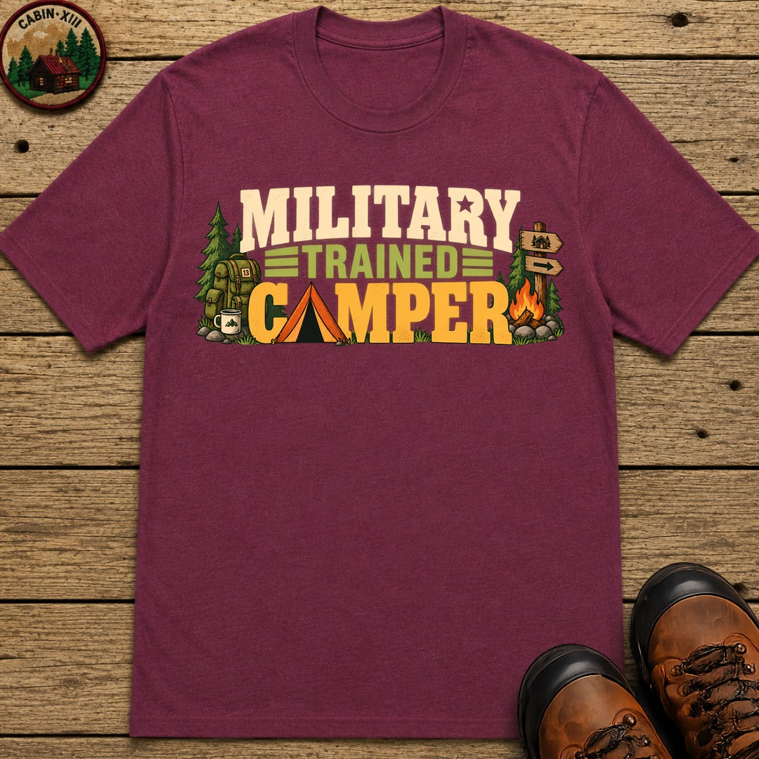 Military Trained Camper T-Shirt - Berry