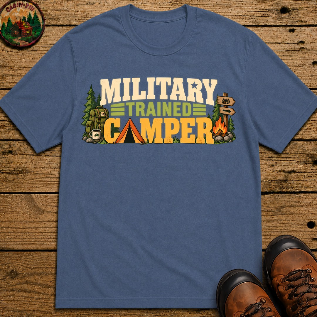 Military Trained Camper T-Shirt - Blue Jean