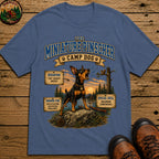 Miniature Pinscher Camp Dog - Tiny Sheriff Energy Tee - Blue Jean
