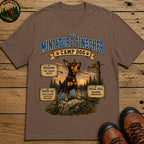 Miniature Pinscher Camp Dog - Tiny Sheriff Energy Tee - Espresso