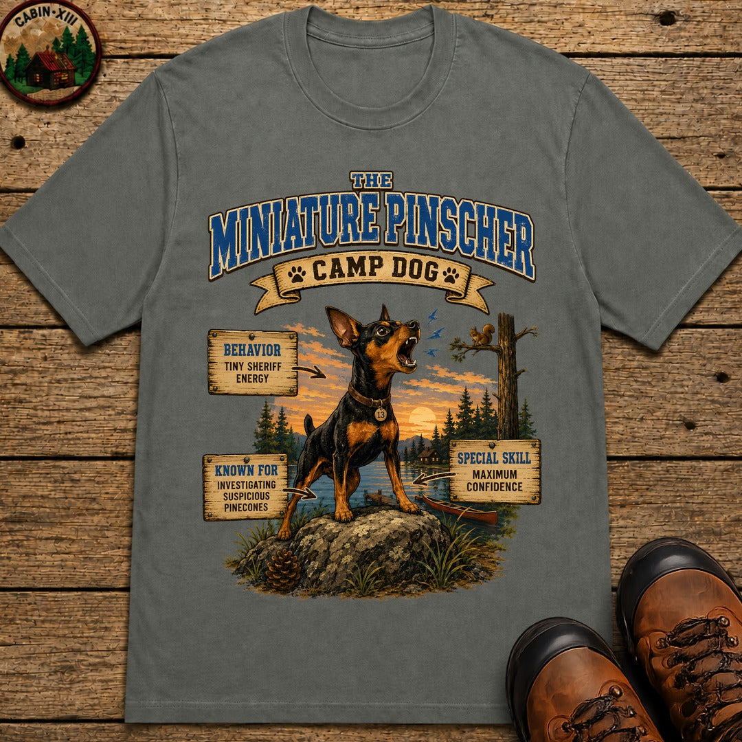 Miniature Pinscher Camp Dog - Tiny Sheriff Energy Tee - Pepper