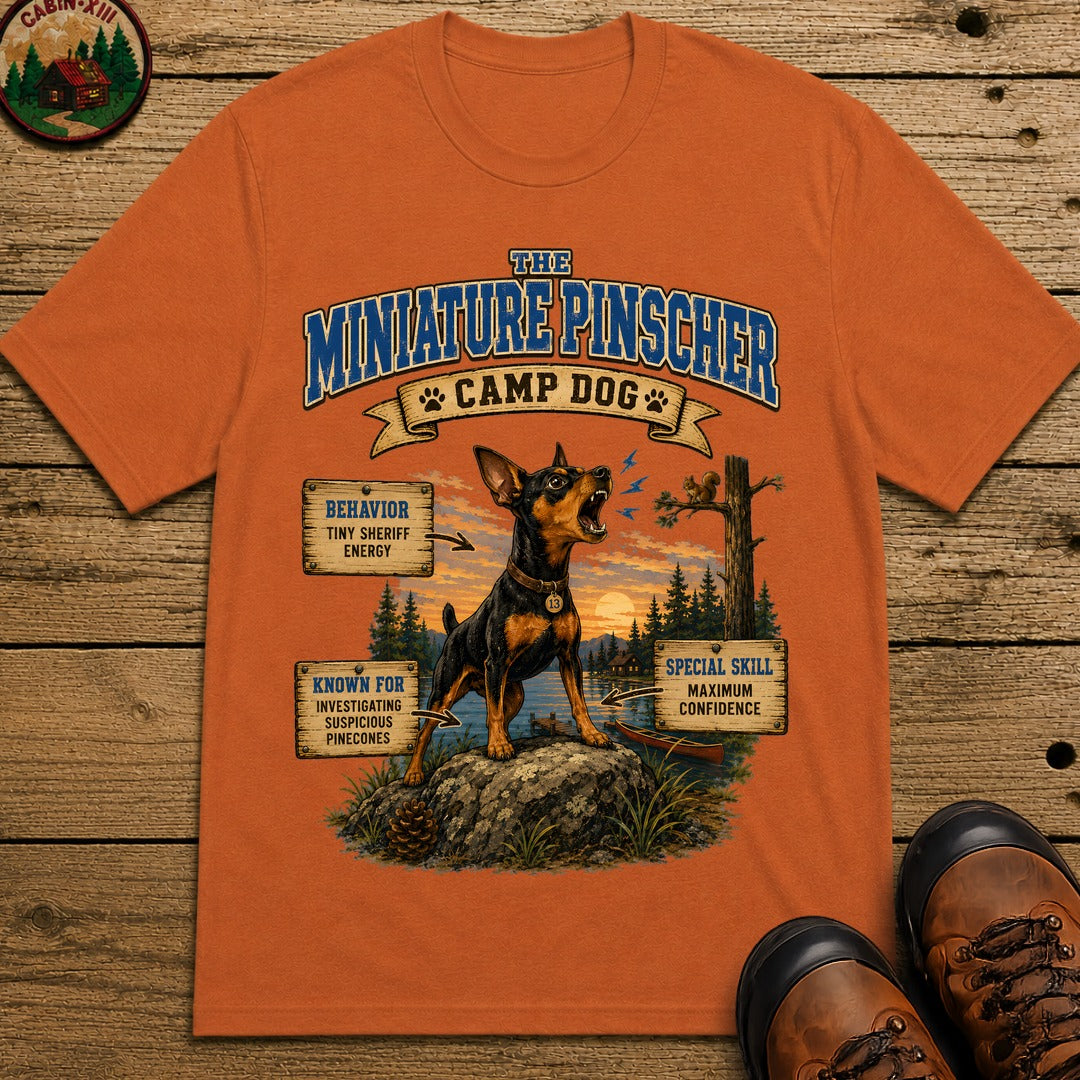 Miniature Pinscher Camp Dog - Tiny Sheriff Energy Tee - Yam