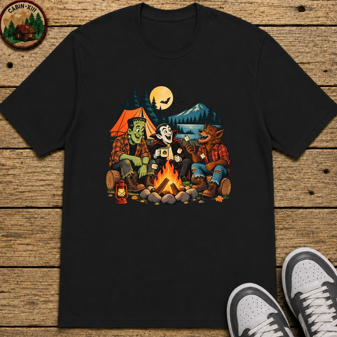 Monster's Camping Kids T-Shirt - Black