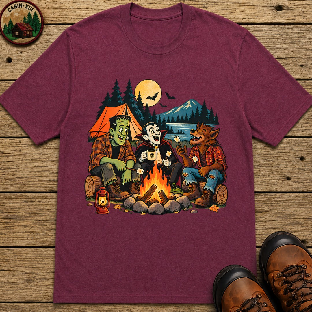 Monster's Camping T-Shirt - Berry