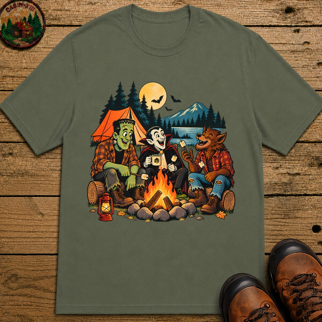 Monster's Camping T-Shirt - Moss
