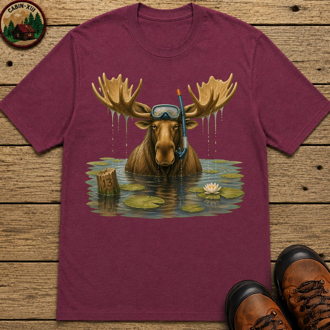 Moose With A Snorkel T-Shirt - Berry