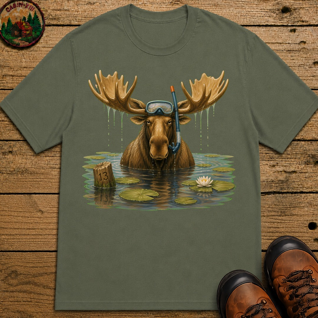 Moose With A Snorkel T-Shirt - Moss