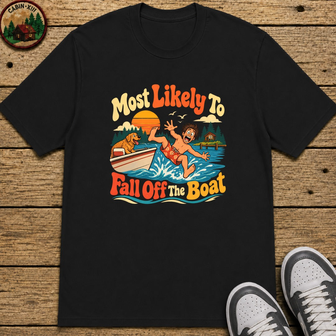 Most Likely To Fall Off The Boat Kids T-Shirt - Black