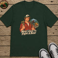 Most Likely To Fight A Bear Pin Up Kids T-Shirt - Forest Green