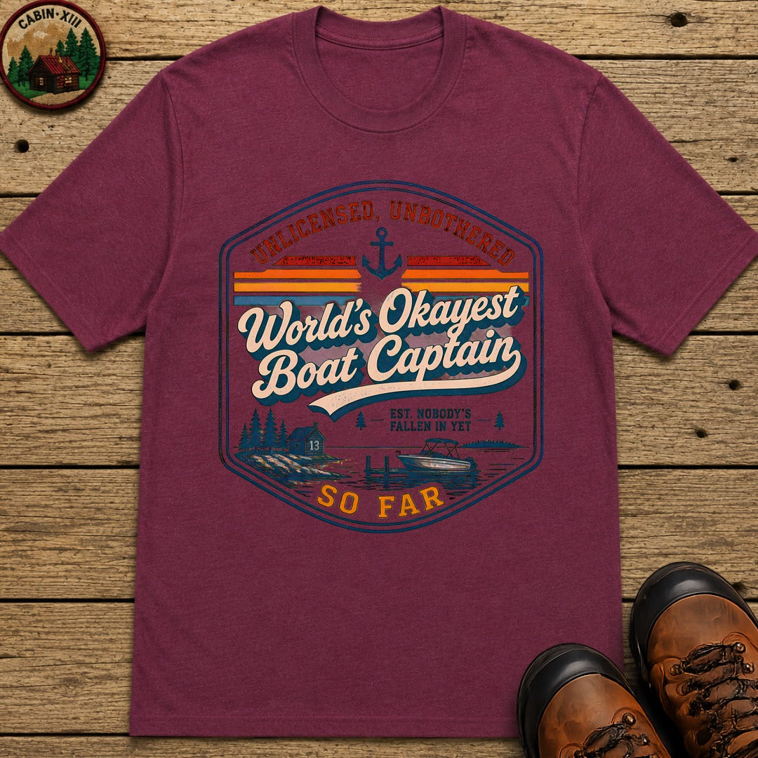 Okayest Boat Captain T-Shirt - Berry