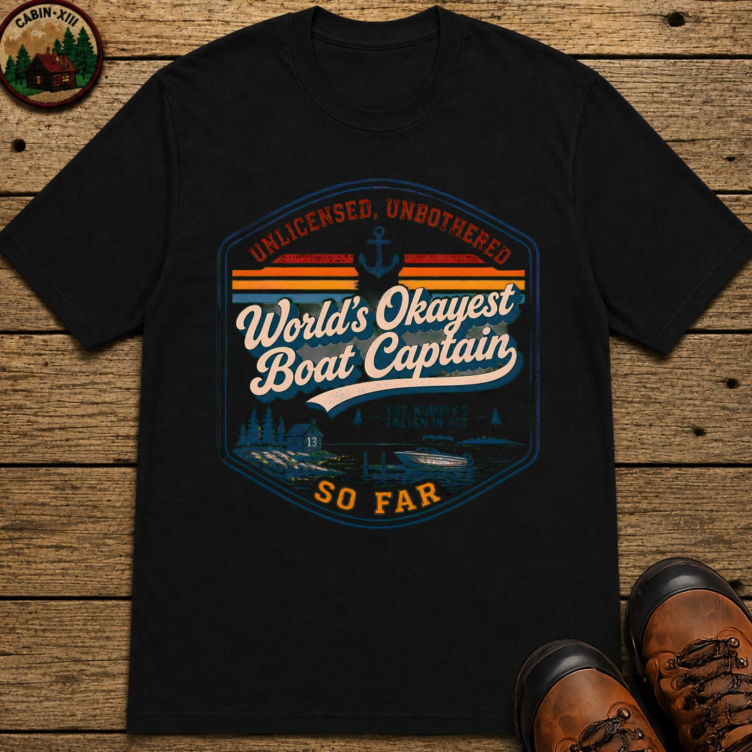 Okayest Boat Captain T-Shirt - Black