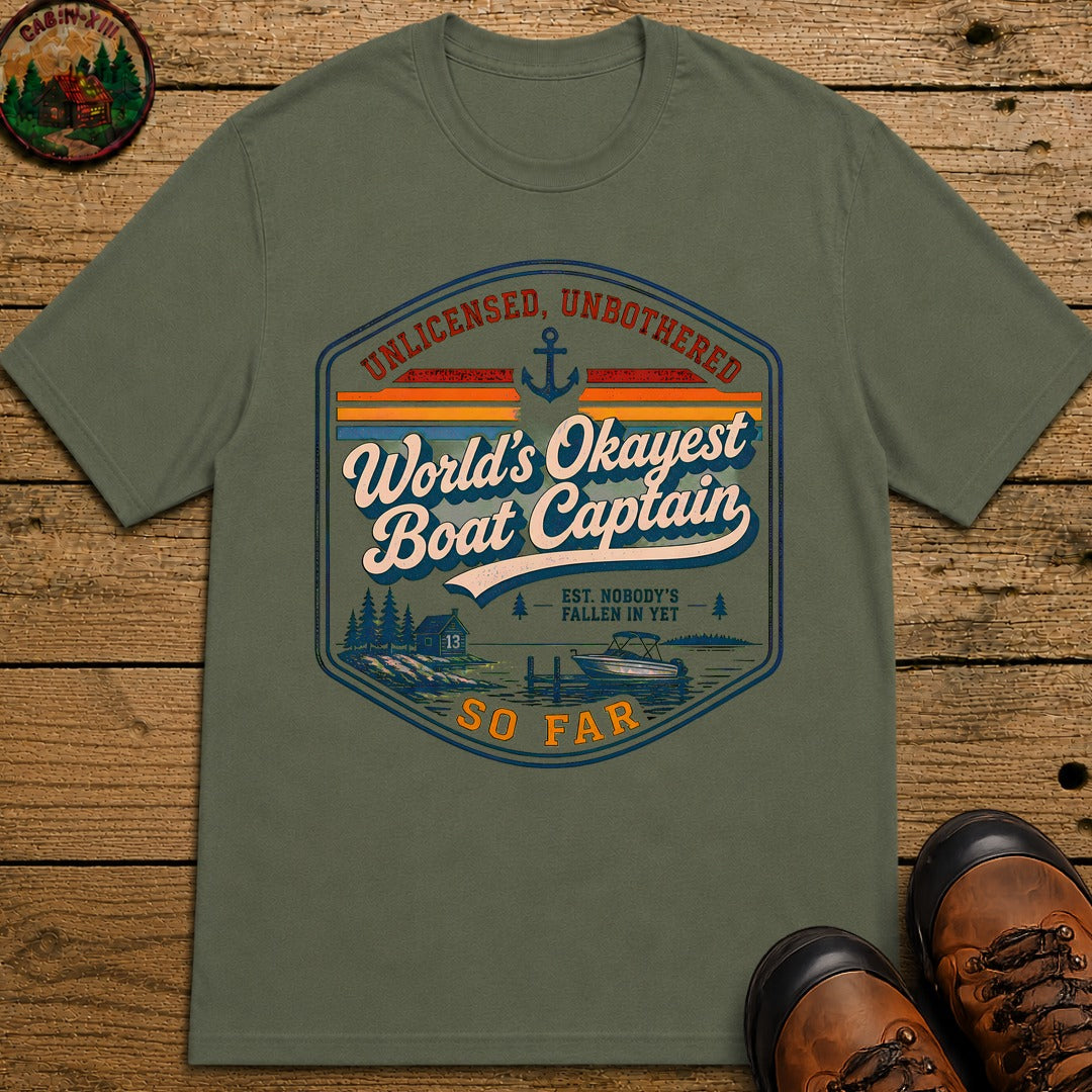 Okayest Boat Captain T-Shirt - Moss