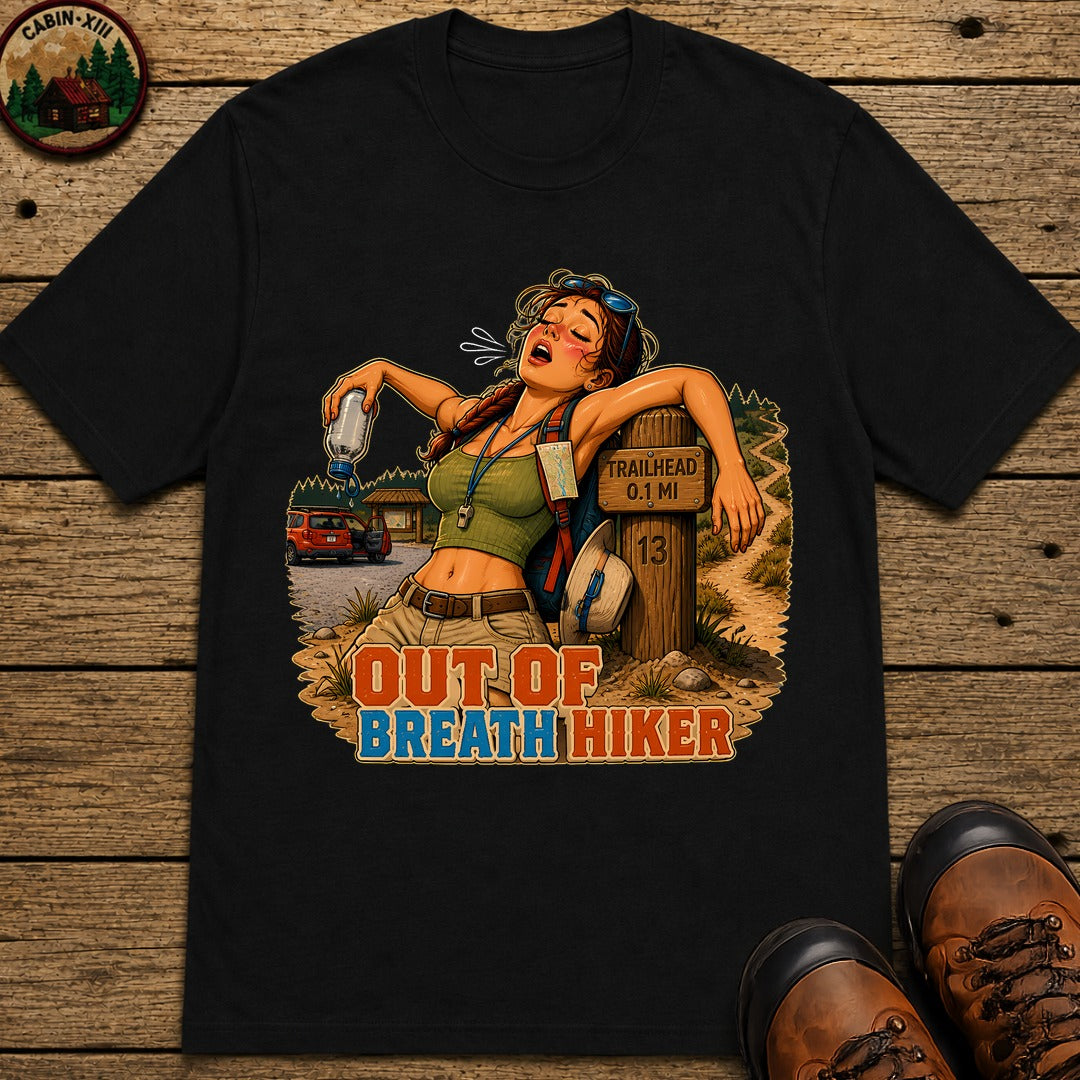 Out Of Breath Hiker Pin Up T-Shirt - Black
