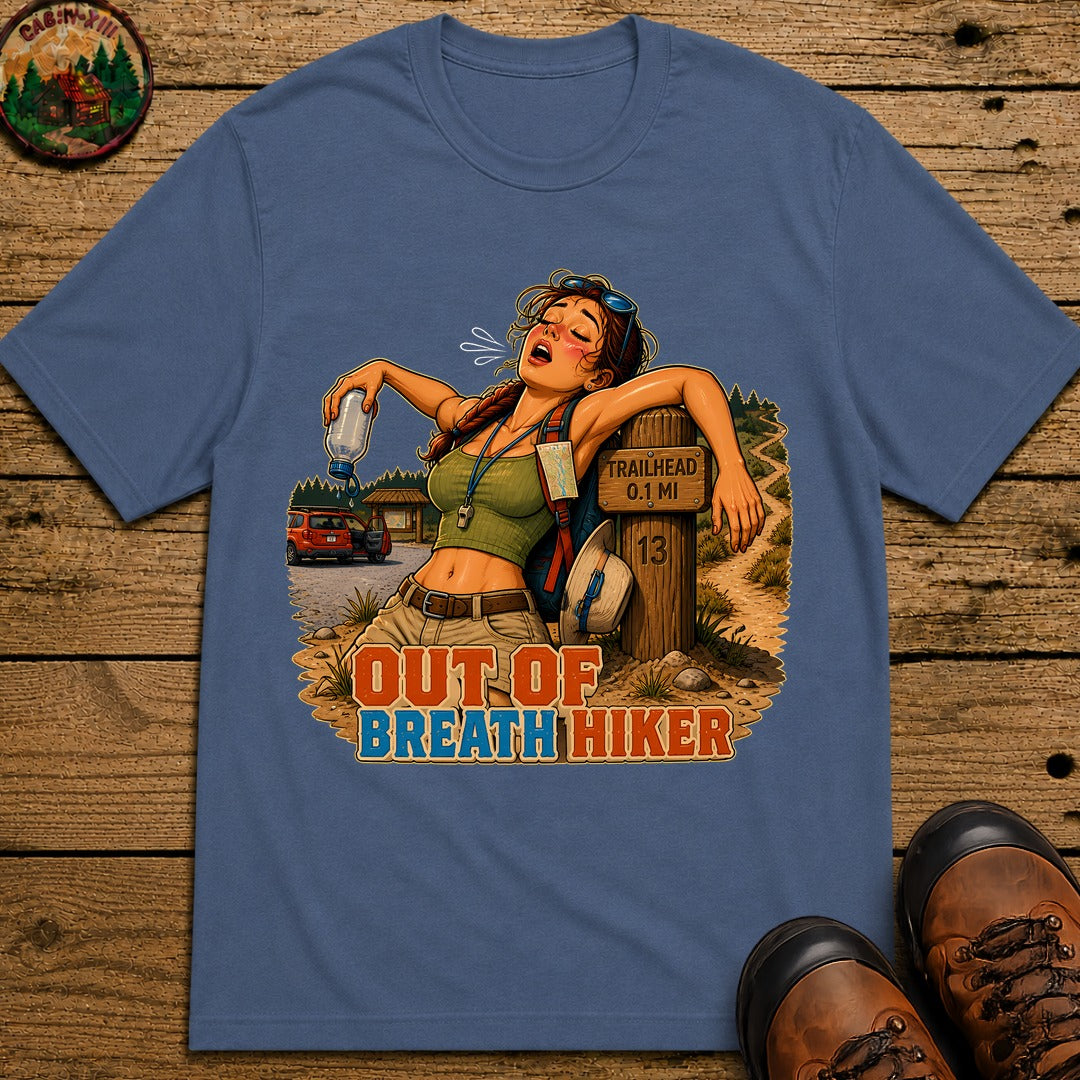 Out Of Breath Hiker Pin Up T-Shirt - Blue Jean