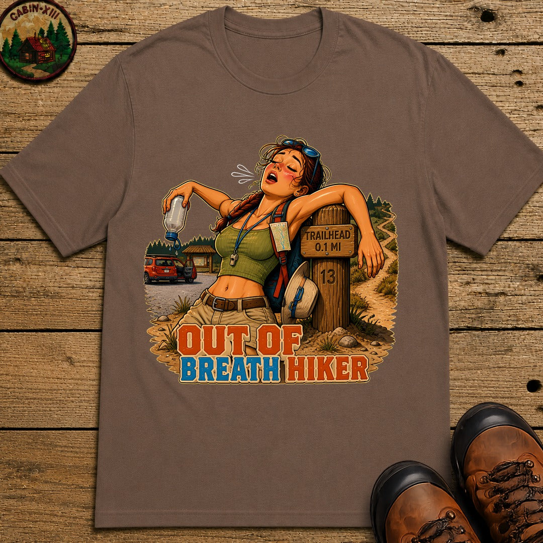 Out Of Breath Hiker Pin Up T-Shirt - Espresso