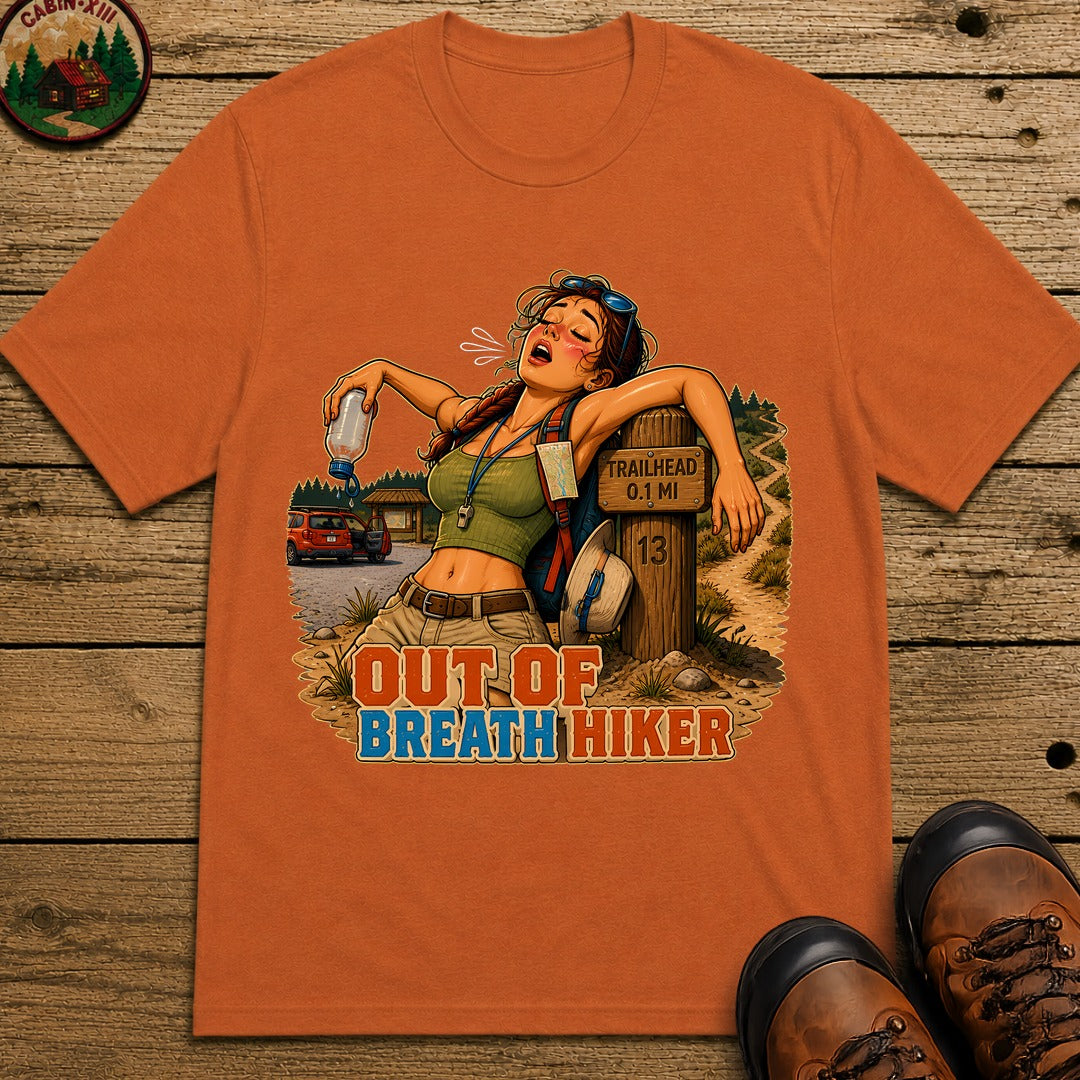 Out Of Breath Hiker Pin Up T-Shirt - Yam