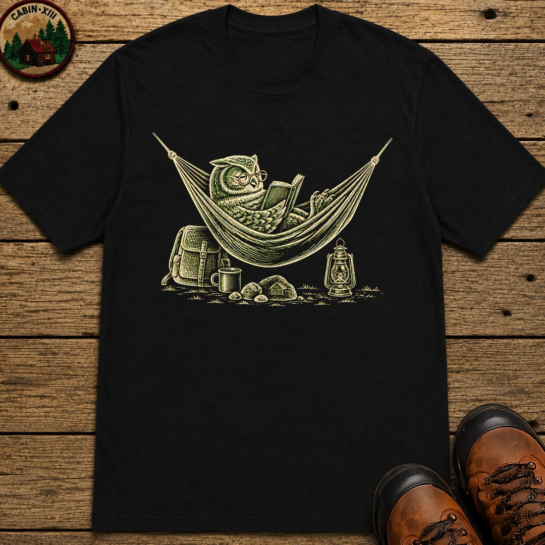 Owl In A Hammoch T-Shirt - Black