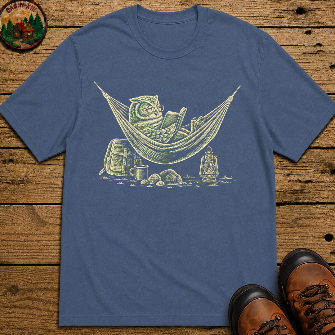 Owl In A Hammoch T-Shirt - Blue Jean
