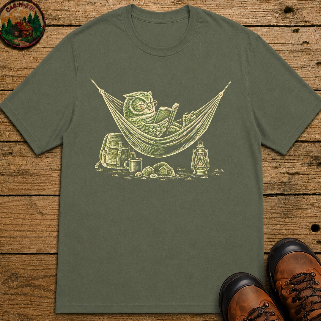 Owl In A Hammoch T-Shirt - Moss