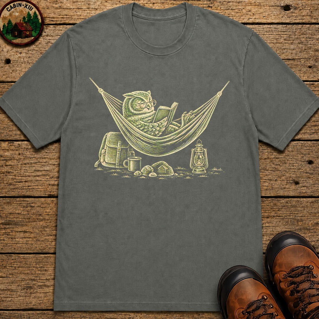 Owl In A Hammoch T-Shirt - Pepper