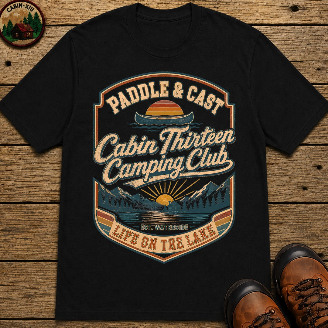 Paddle & Cast Badge T Shirt - Black