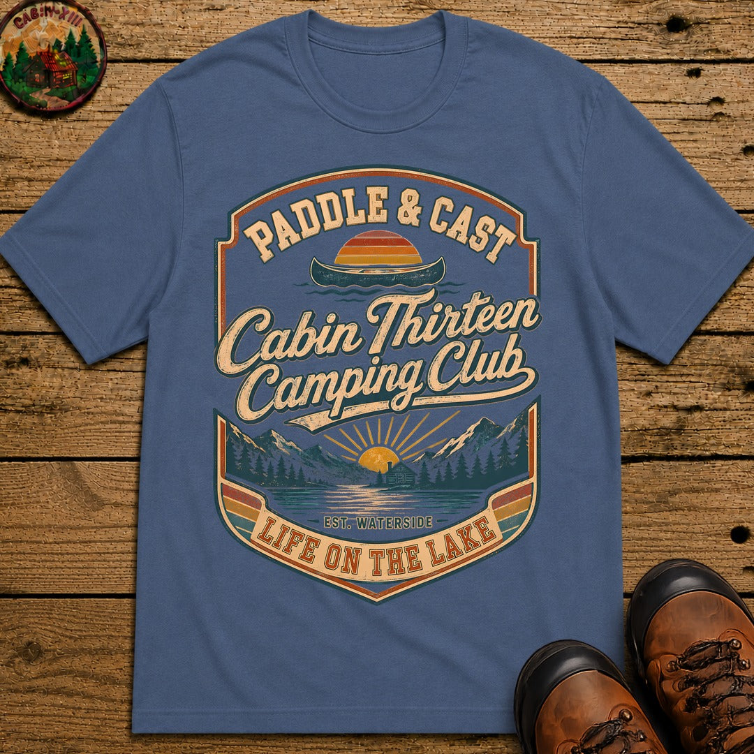 Paddle & Cast Badge T Shirt - Blue Jean