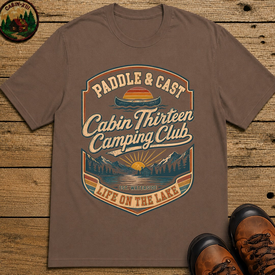 Paddle & Cast Badge T Shirt - Espresso