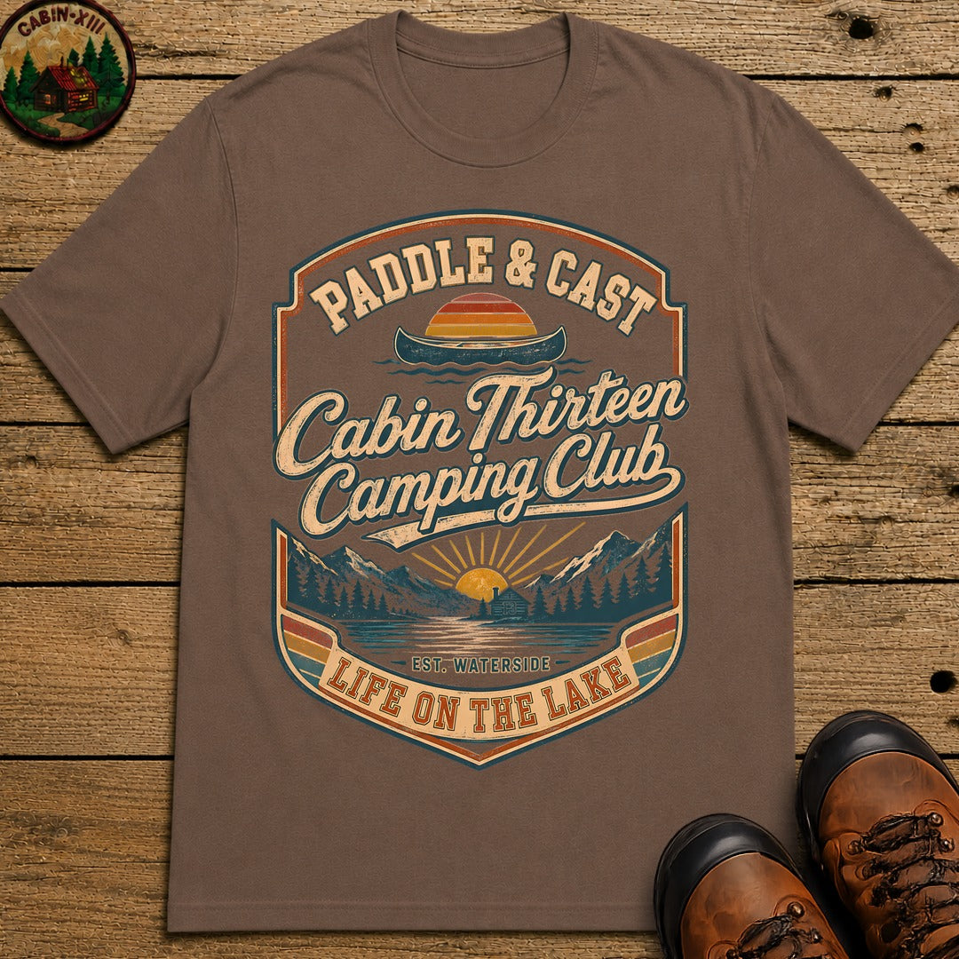 Paddle & Cast Badge T Shirt - Espresso