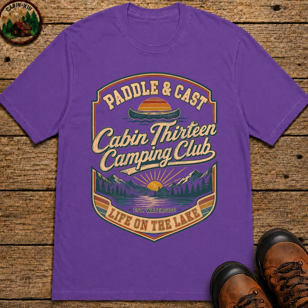 Paddle & Cast Badge T Shirt - Grape