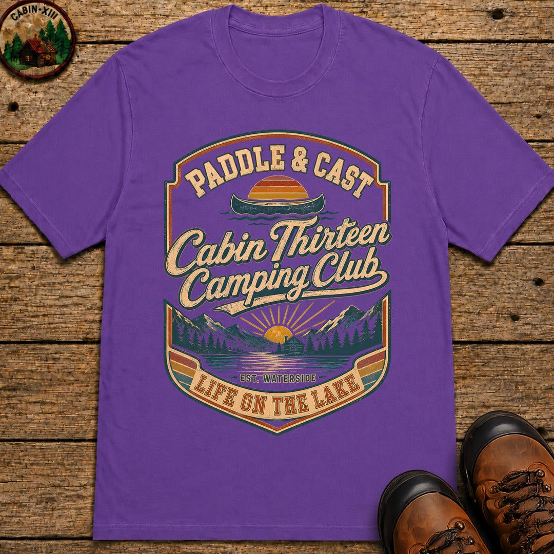 Paddle & Cast Badge T Shirt - Grape
