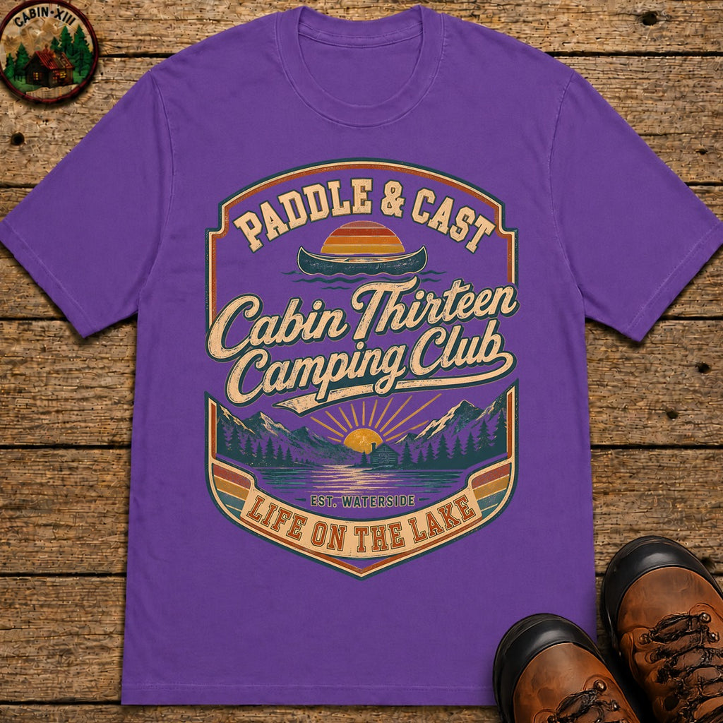 Paddle & Cast Badge T Shirt - Grape