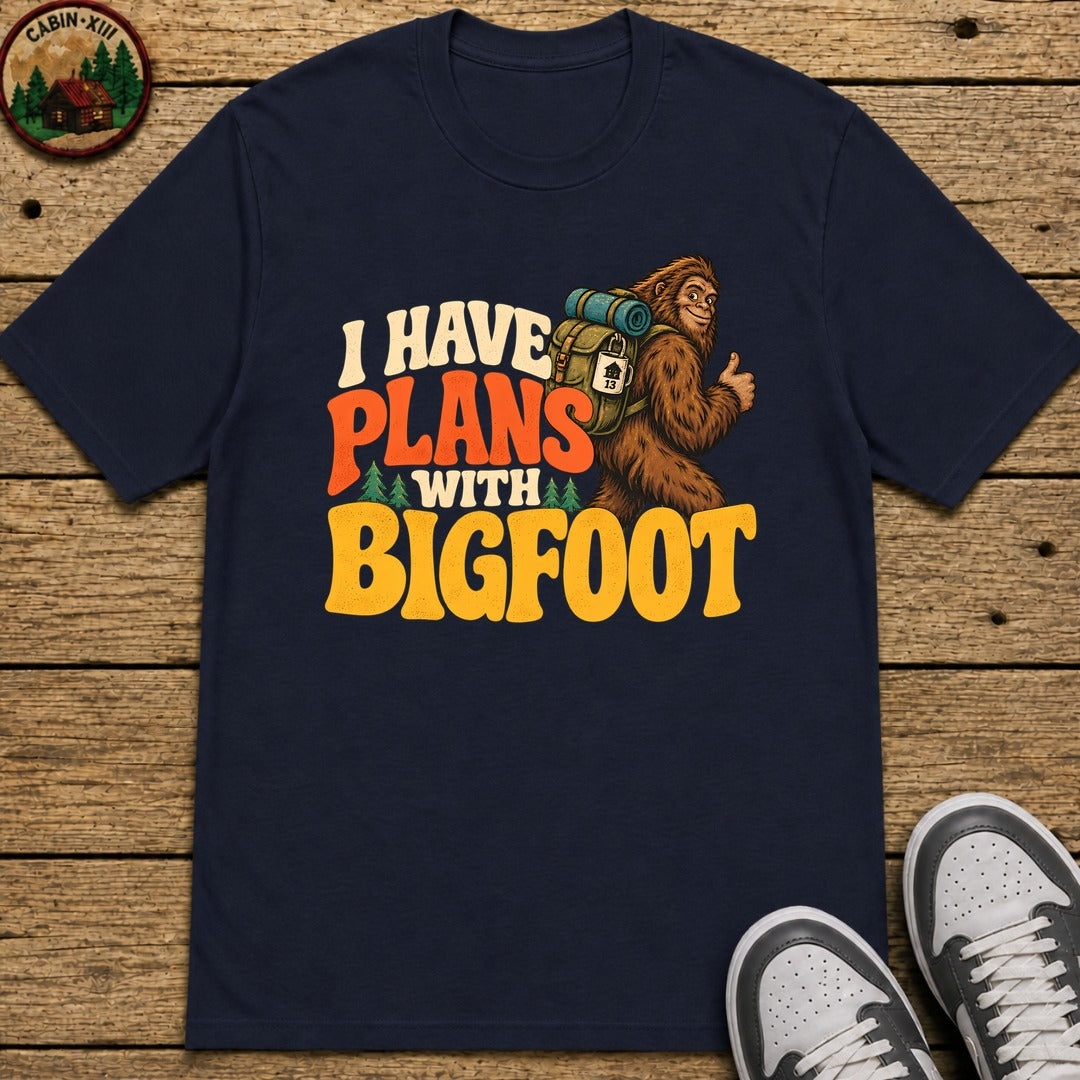 Plans With Bigfoot Kids T-Shirt - Navy