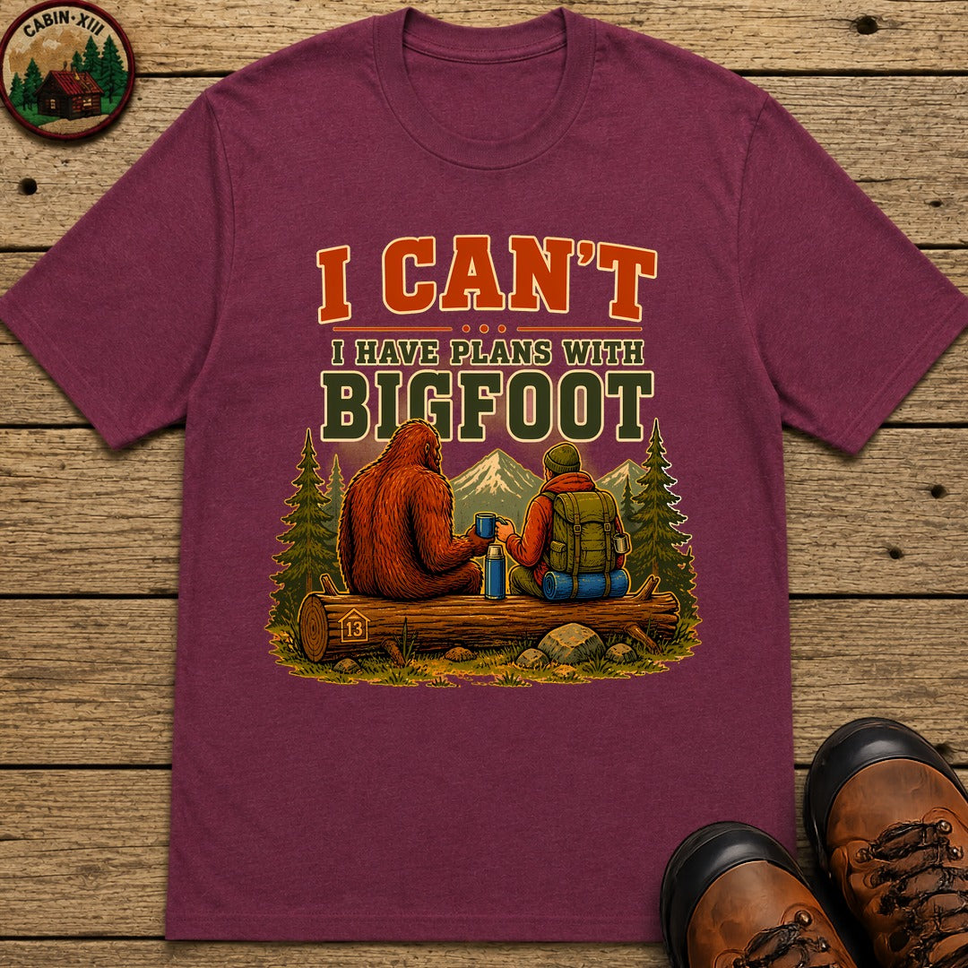 Plans With Bigfoot T-Shirt - Berry