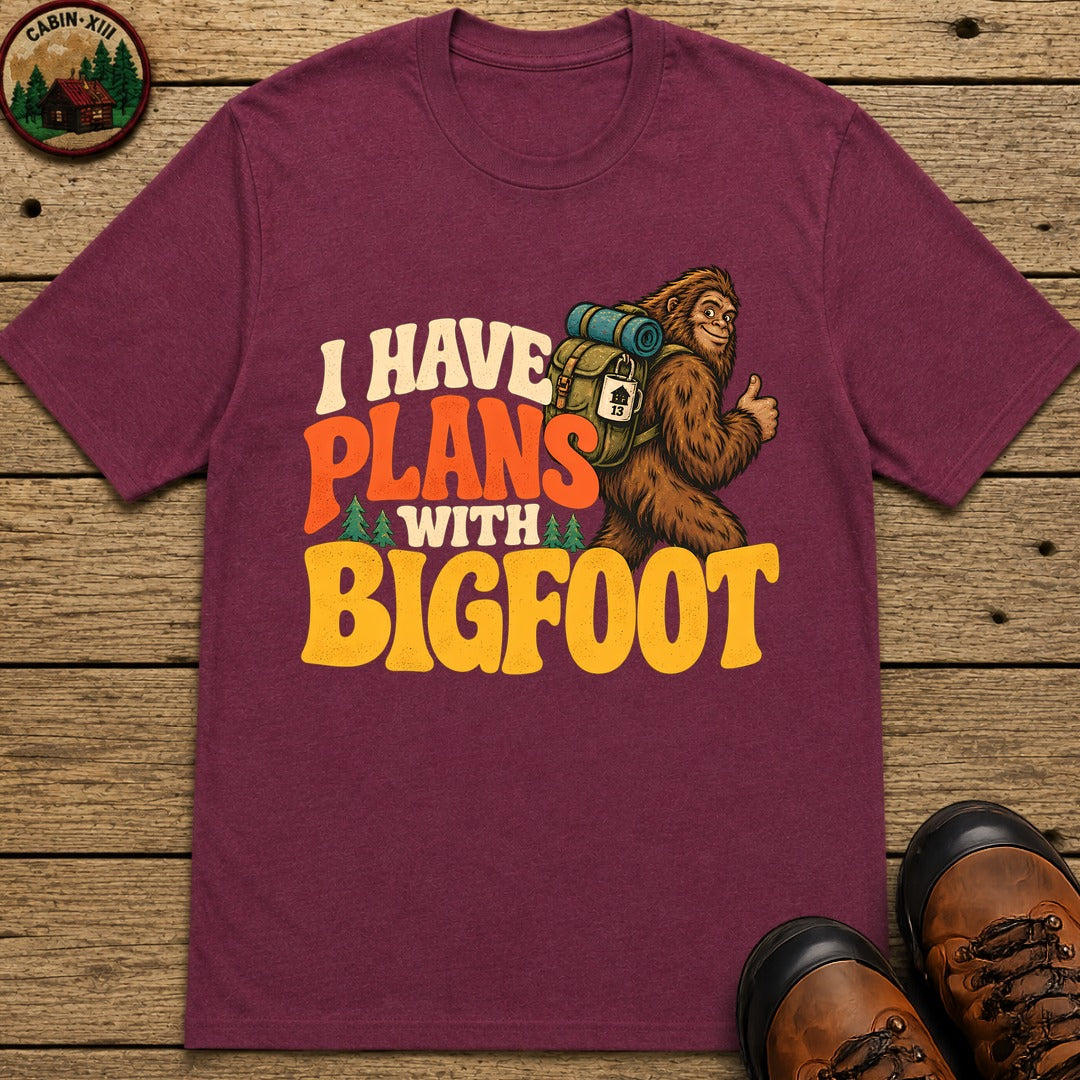 Plans With Bigfoot T-Shirt - Berry