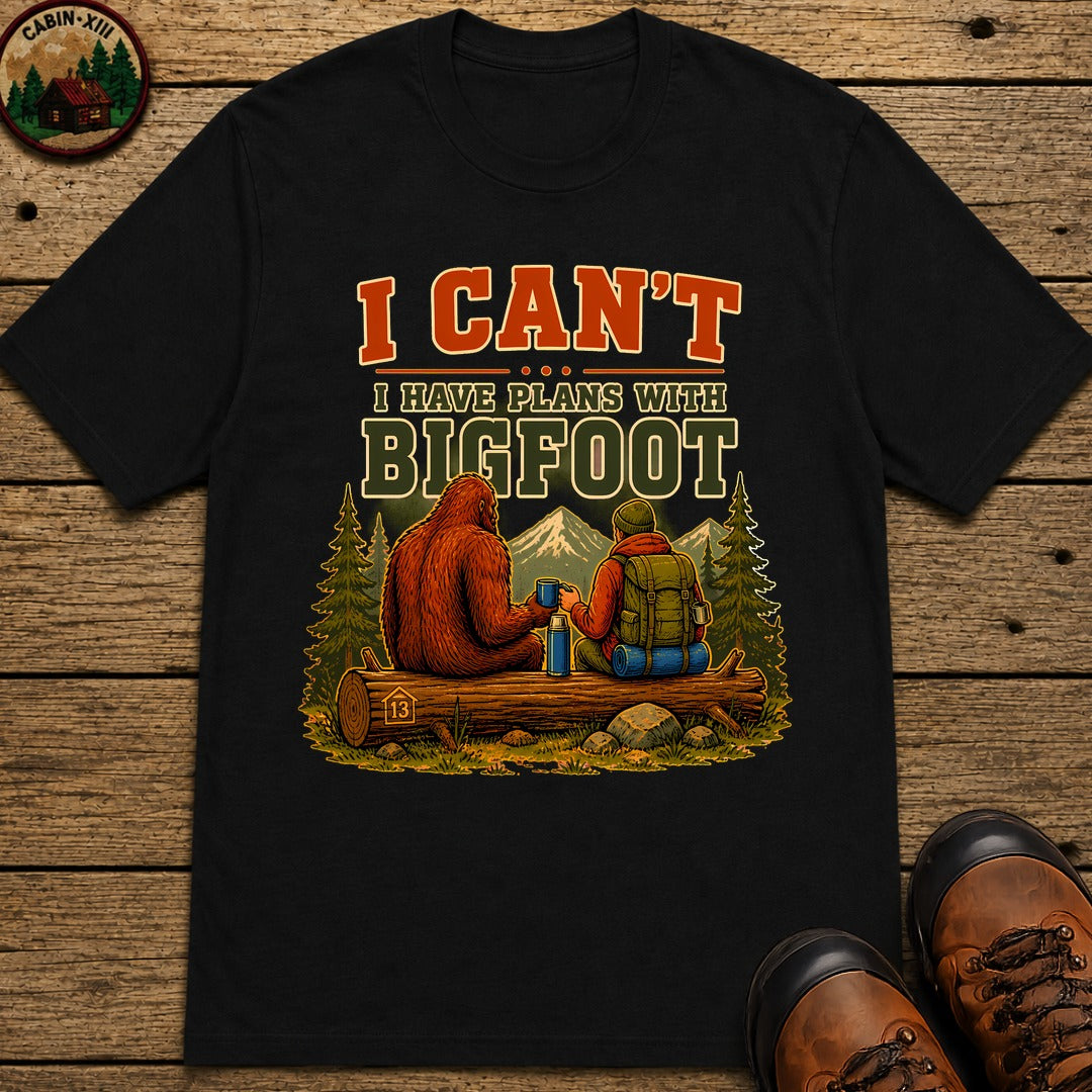 Plans With Bigfoot T-Shirt - Black
