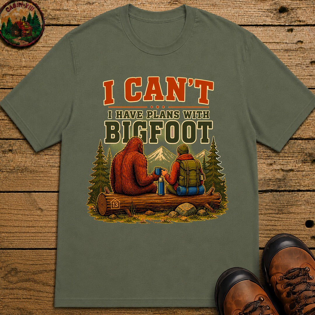 Plans With Bigfoot T-Shirt - Moss