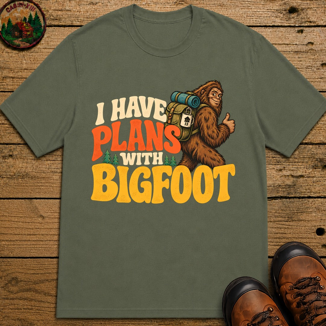 Plans With Bigfoot T-Shirt - Moss