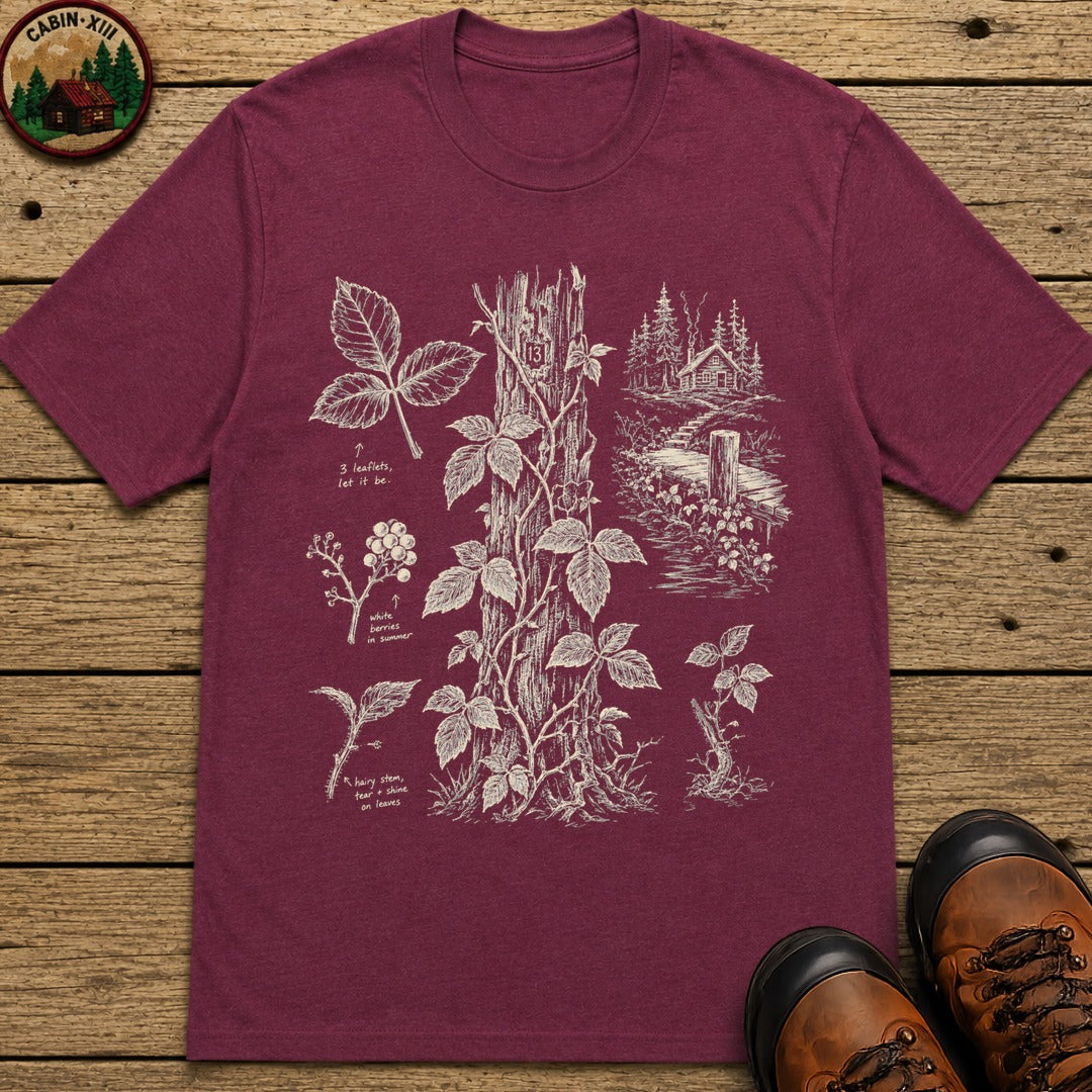 Poison Ivy Identification Sketch T-Shirt - Berry