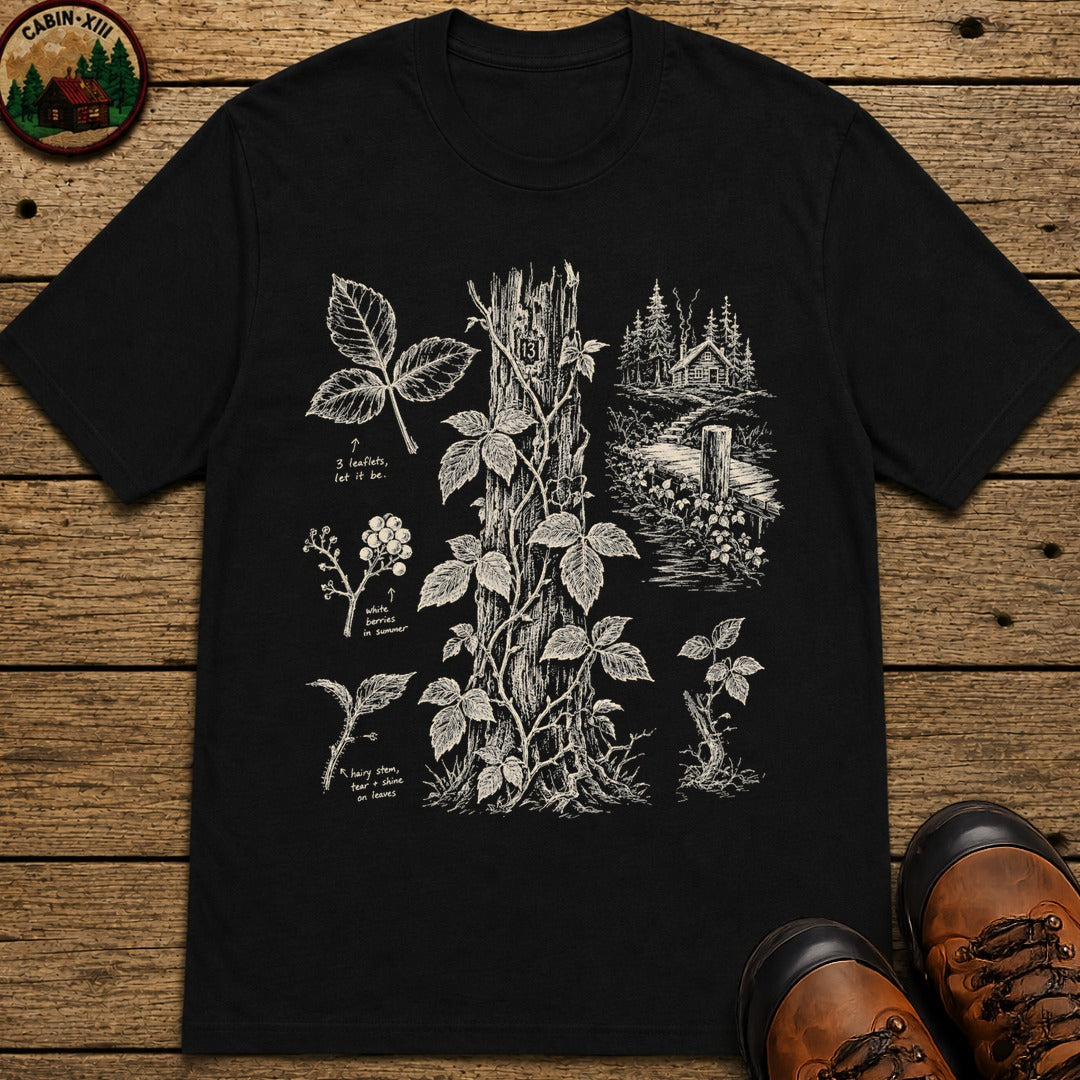 Poison Ivy Identification Sketch T-Shirt - Black