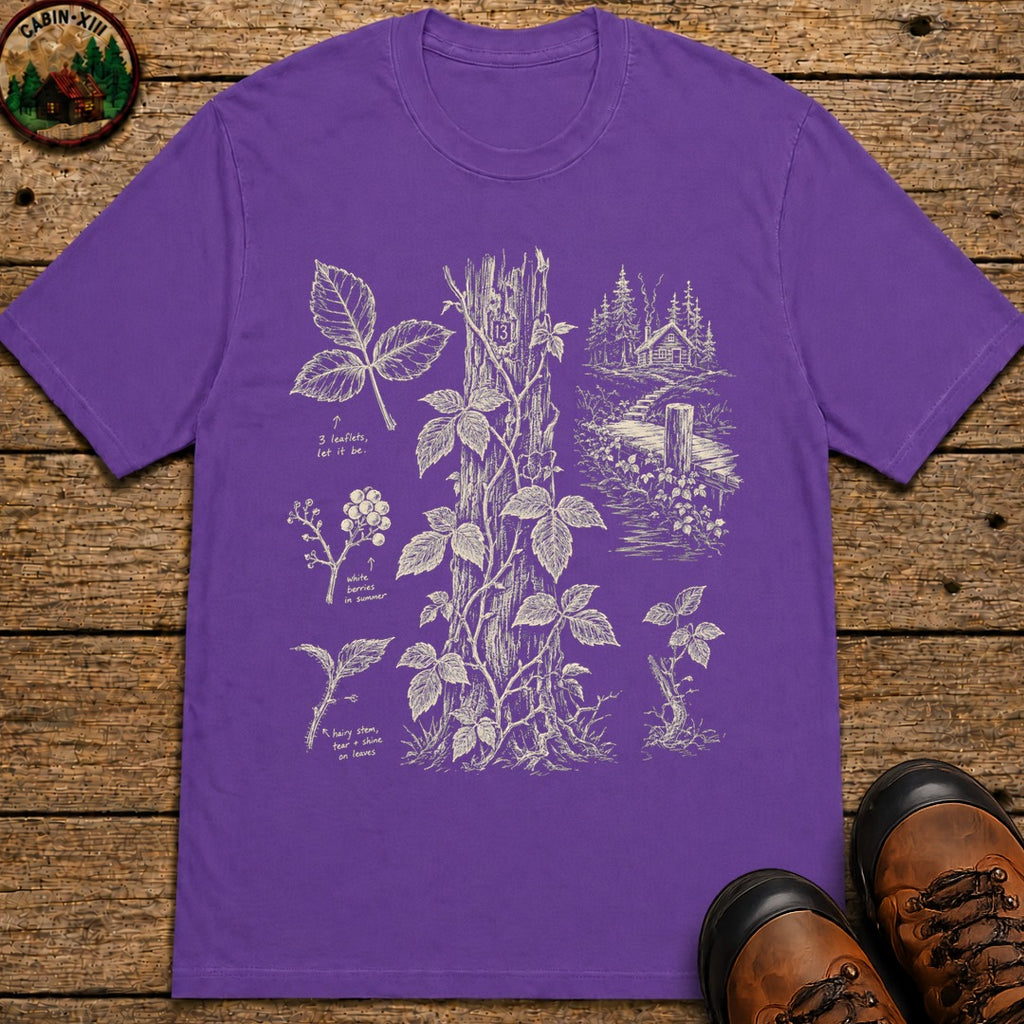 Poison Ivy Identification Sketch T-Shirt - Grape