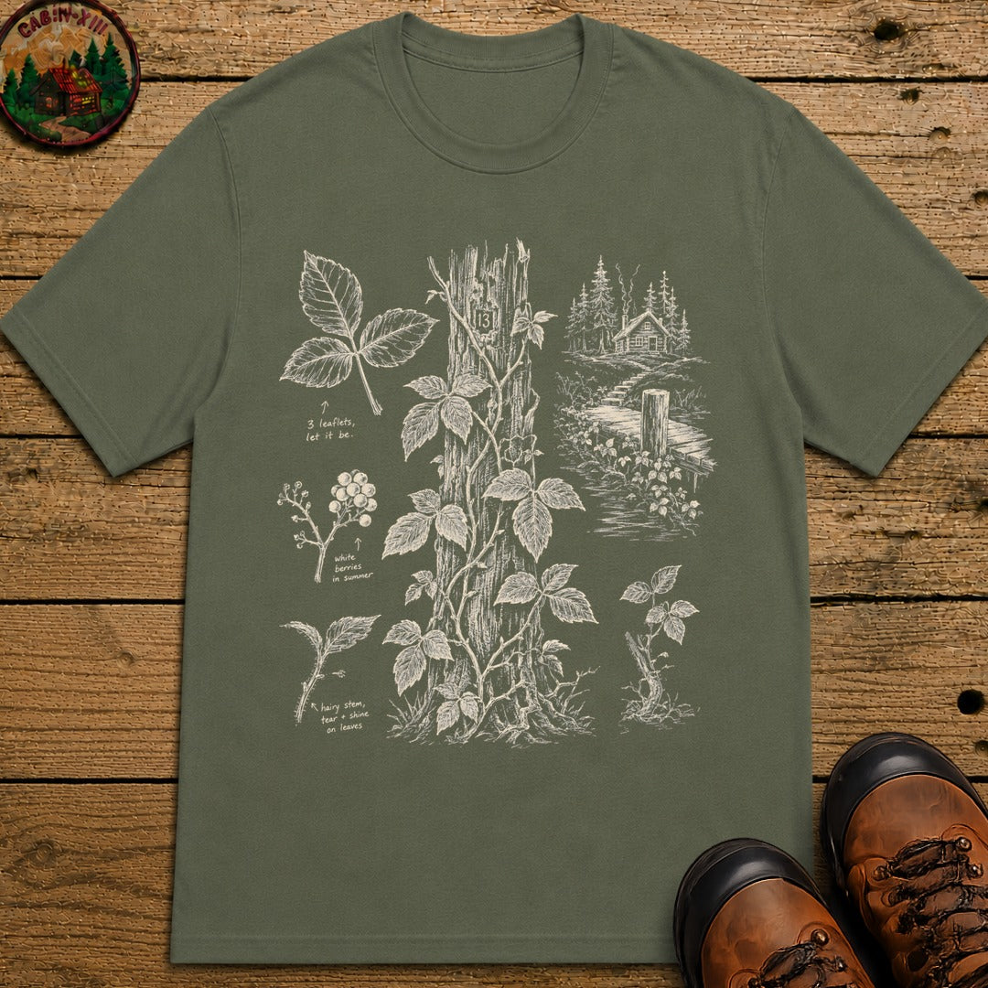 Poison Ivy Identification Sketch T-Shirt - Moss