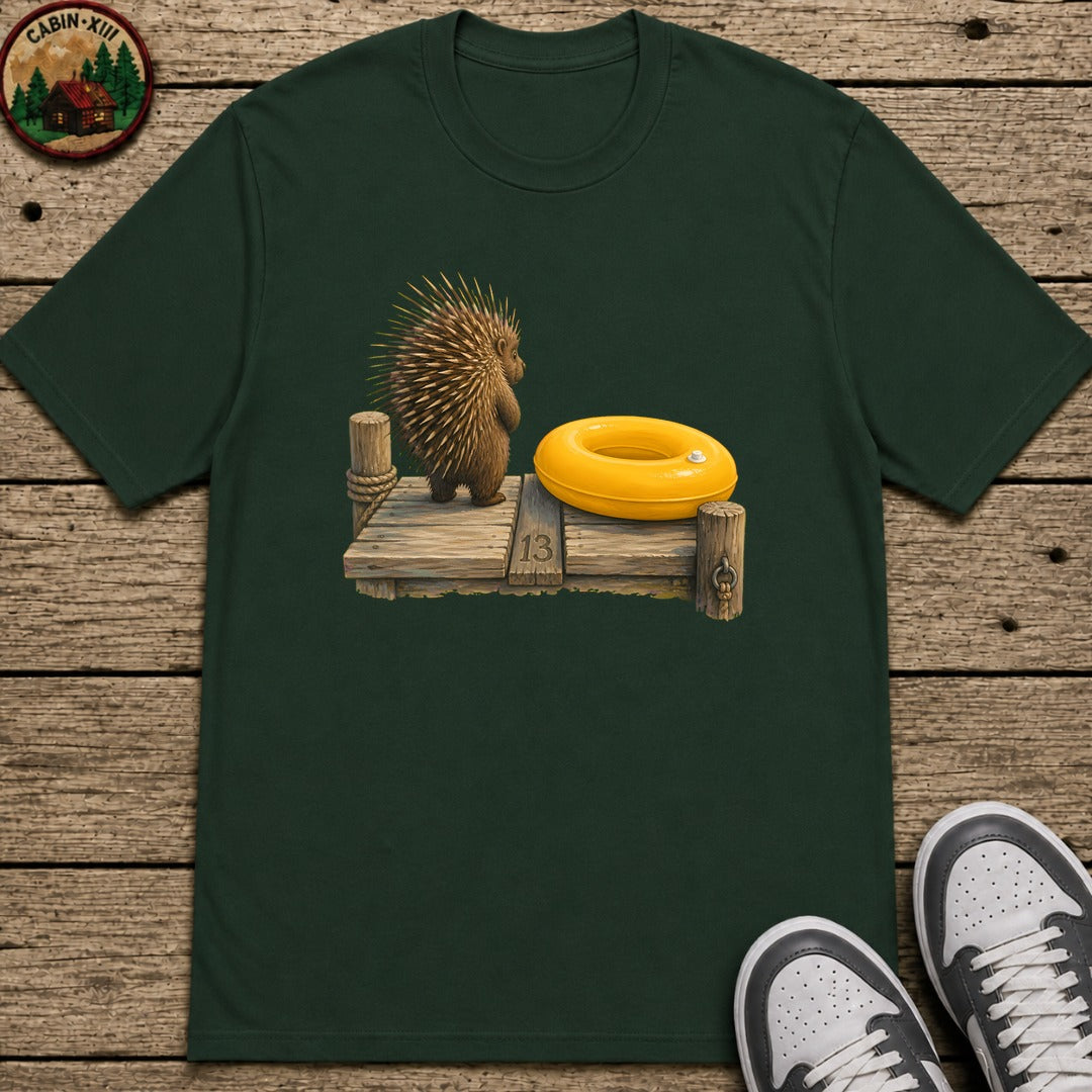 Porcupine And Innertube Kids T-Shirt - Forest Green