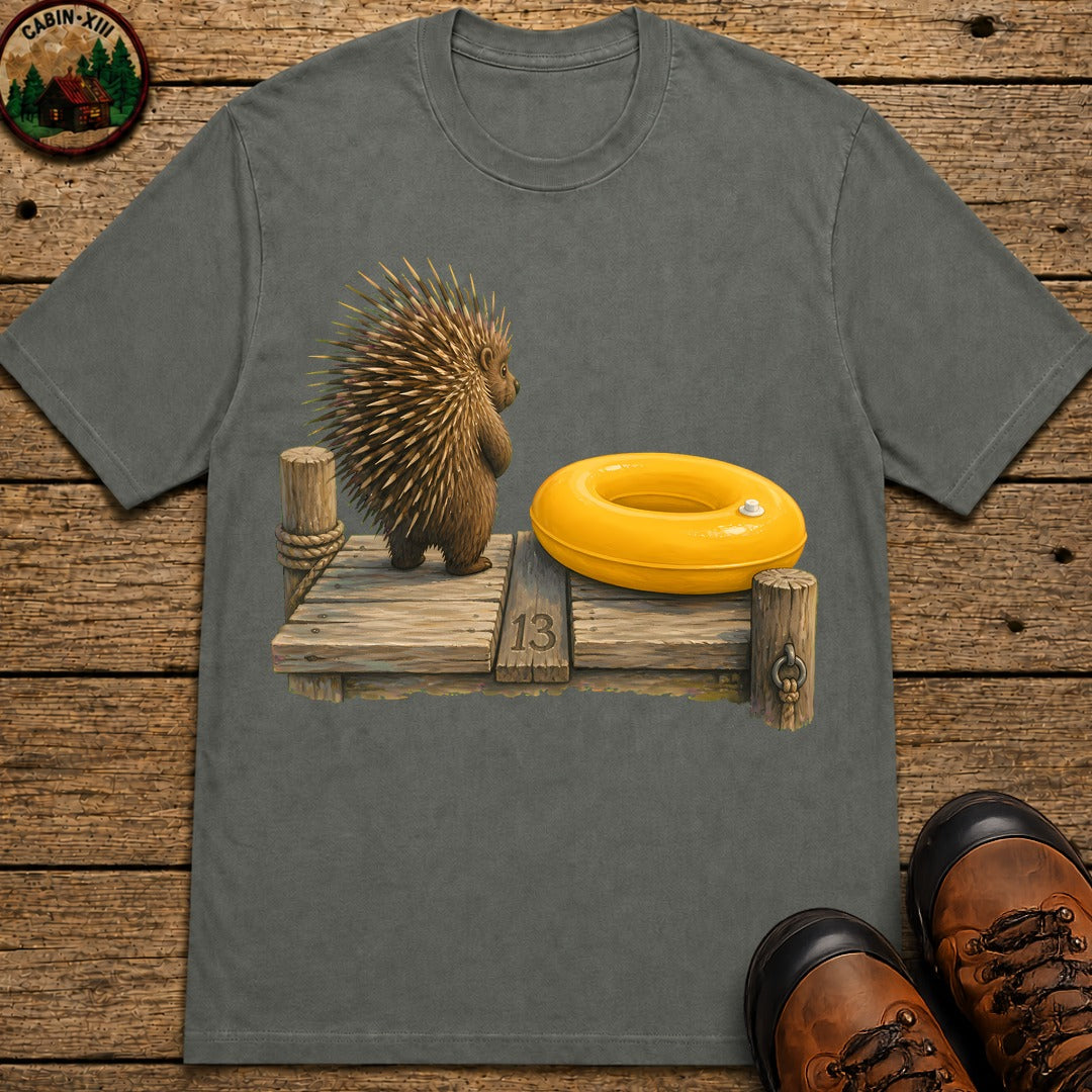 Porcupine And Innertube T-Shirt - Pepper