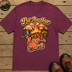 Put Another Log on the Fire — Retro Campfire Tee - Berry