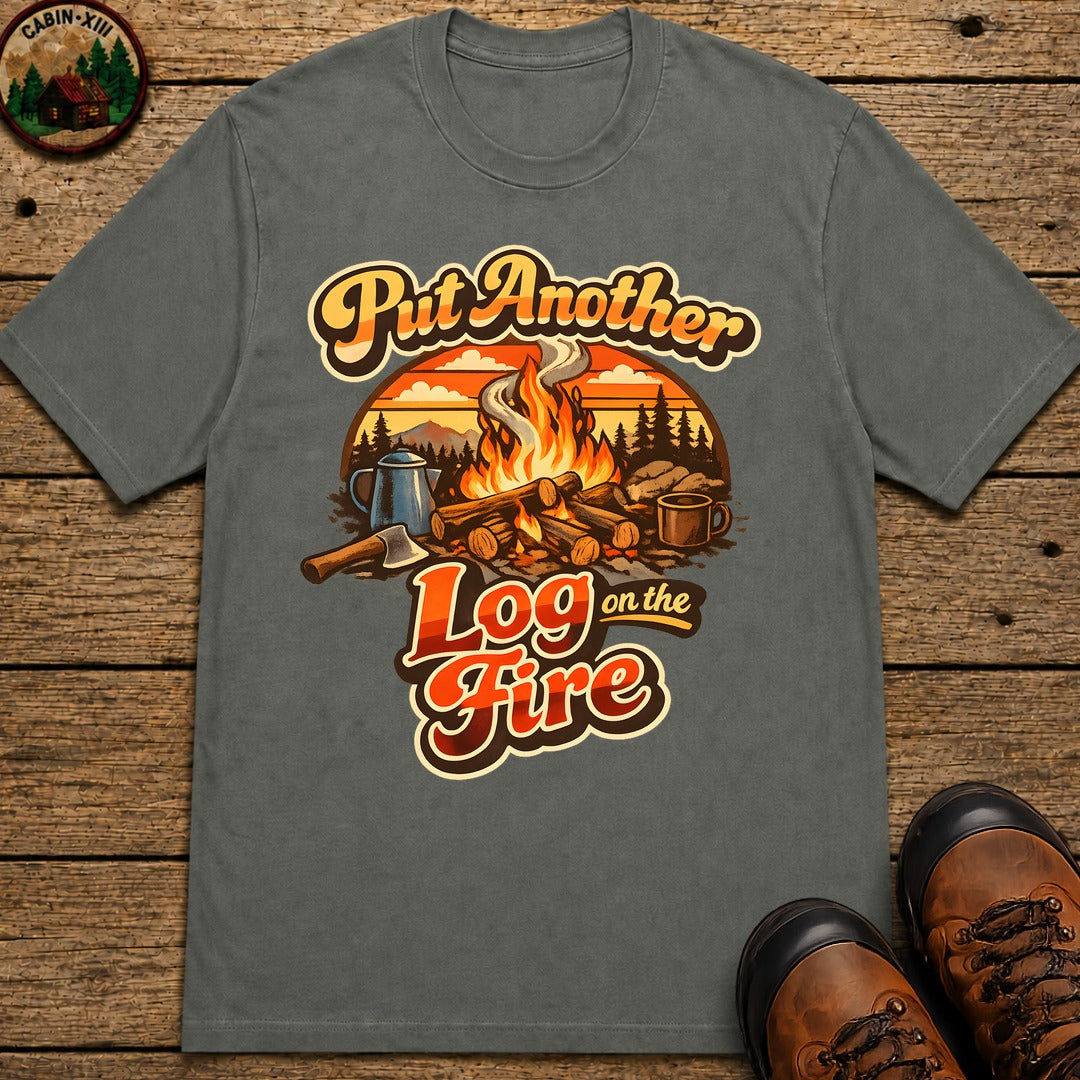Put Another Log on the Fire — Retro Campfire Tee - Pepper