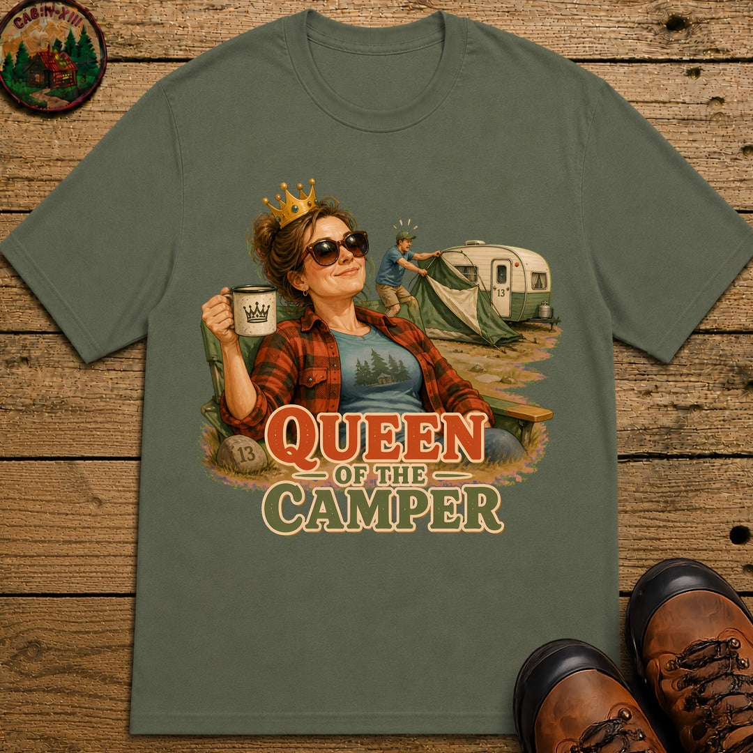 Queen Of The Camper T-Shirt - Moss